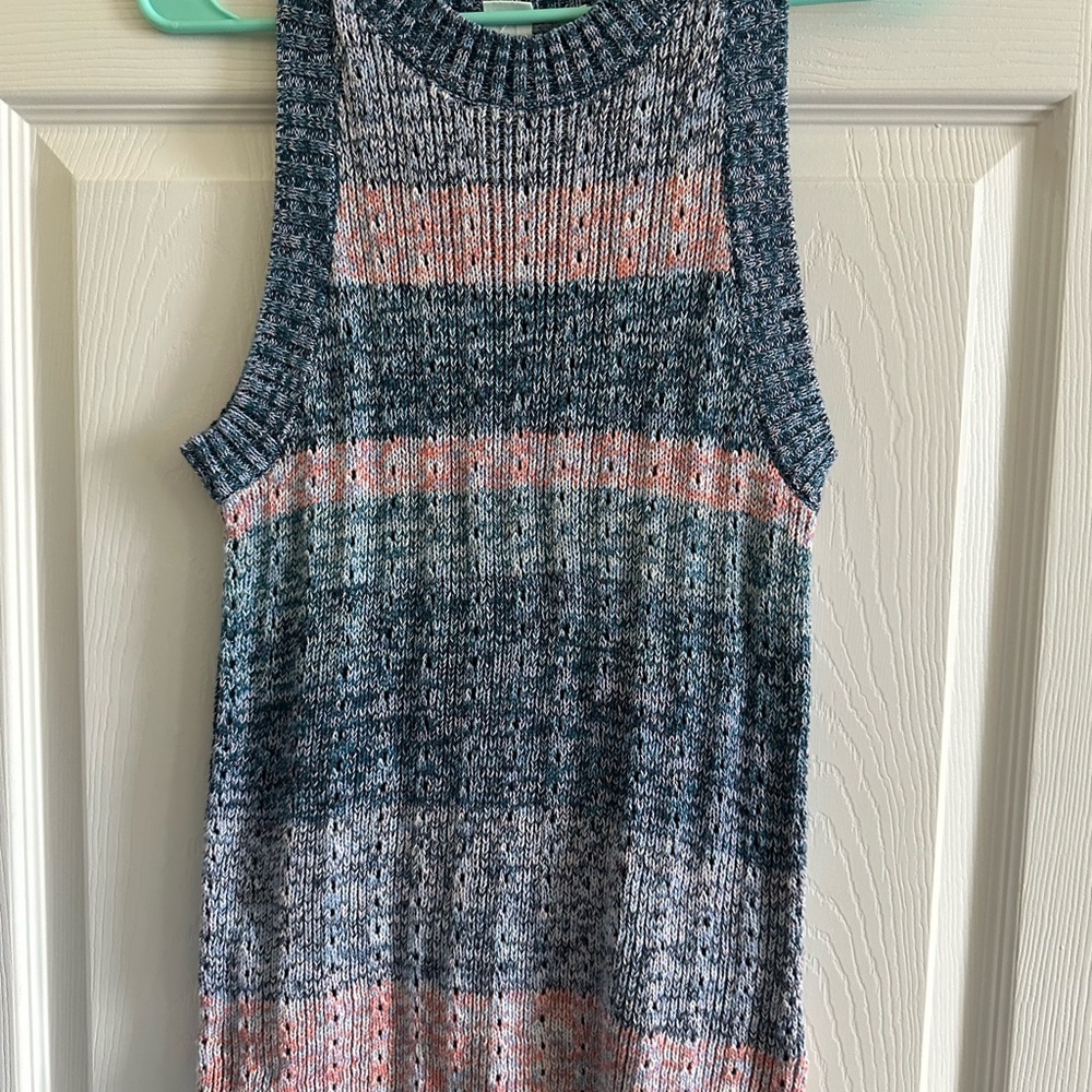 GAP Blue Pink Ribbed Sleeveless Tank Top Small - Picture 2 of 4